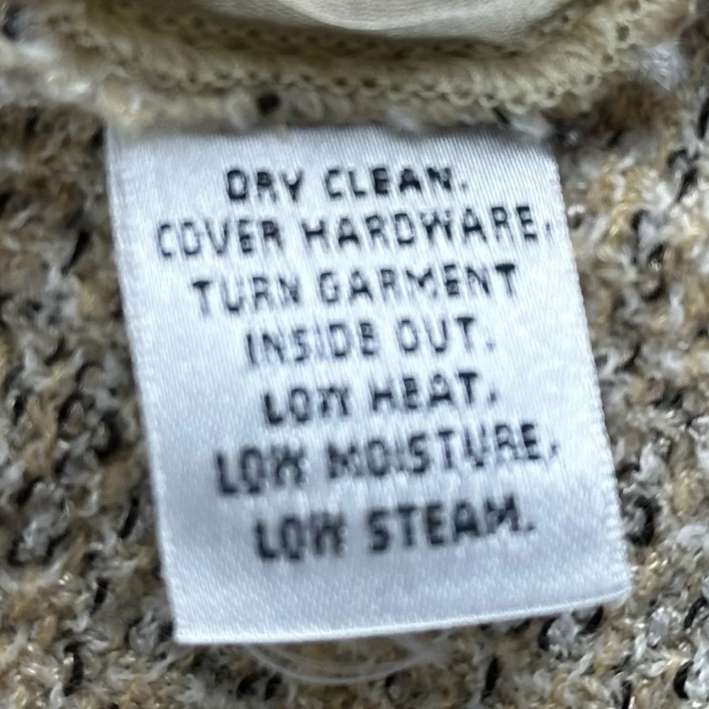St. John Collection Cream & Tan Tweed Knit Blazer Single Button Size 6 USA